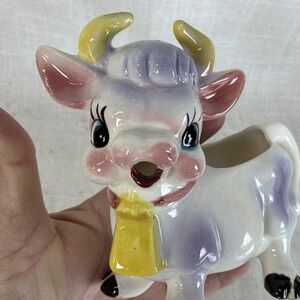VTG 1950s MCM Elsie Purple Cow Cream Pitcher Creamer Japan Kitchen Kitsch